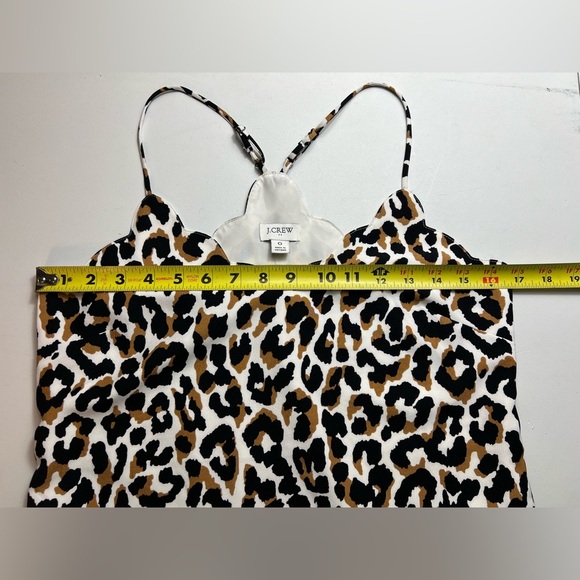 J.Crew Camisole Top Womens Size 0 Brown Animal Leopard Print Scalloped Mobwife - Picture 4 of 8